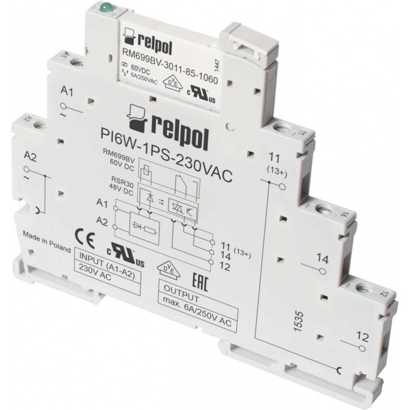 PIR6W-1PS-24VDC-R (SZARE) (CE) Przekaźnik interfejsowy 1P, 6A, 24 V AC/DC, AgSnO2