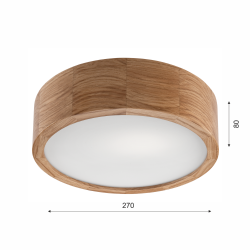 Lampa sufitowa plafon drewniany dębowy LED 1-punktowy okrągły 28 cm 8025