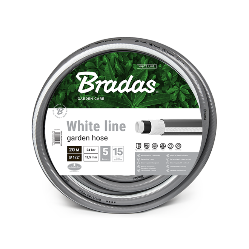 Wąż ogrodowy 5/8" 50m WHITE LINE WWL5/850 5 warstw BRADAS 5687