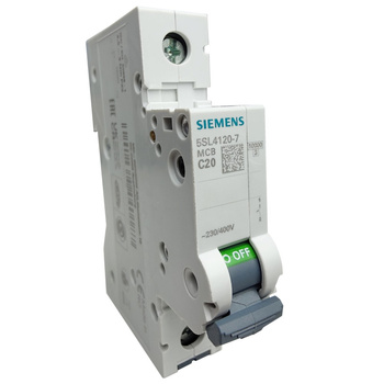 SIEMENS wyłącznik nadprądowy C20A, 1P, 10KA bezpiecznik 5SL4120-7
