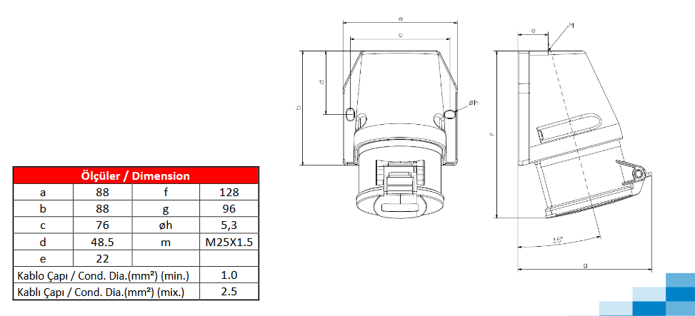 Aufputz Steckdose 4P 16A IP44 400V