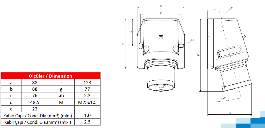 CEE Wandstecker Aufputz 4P 16A 400V IP44