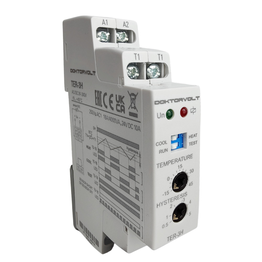 ELKO Jednopoziomowy termostat o zakresie -15 do +45 °C TER-3H