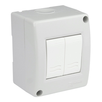 Włącznik światła podwójny naścienny w obudowie IP40 szary M-L 1470.00.00