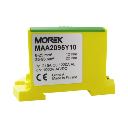 Złączka szynowa 6-95mm2 żółt-ziel. 4 otwor AL/CU TH35 1P Morek MAA2095Y10