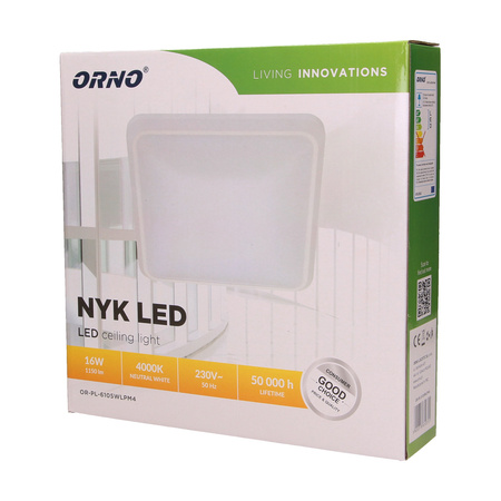 NYK LED 16W. plafon oświetleniowy. 1150lm. 4000K. poliwęglan mleczny. biały OR-PL-6105WLPM4