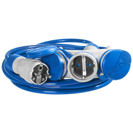 Przedłużacz trójdrożny 5m 250V 16A Schuko 3×2P+Z H07BQ-F 3×2,5 mm² IP44 W-01198