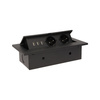 Gniazdo meblowe wpuszczane w blat z grubym rantem. 2x2P+Z. 3 porty USB. czarne OR-AE-1324/B