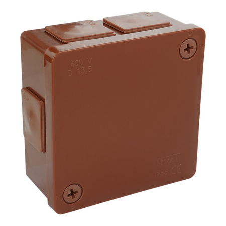 puszka n/t brązowa bez zacisków 6 wlotów 2 wkręty wym/zew 86x86x40 mm IP55 ViPlast 022-02