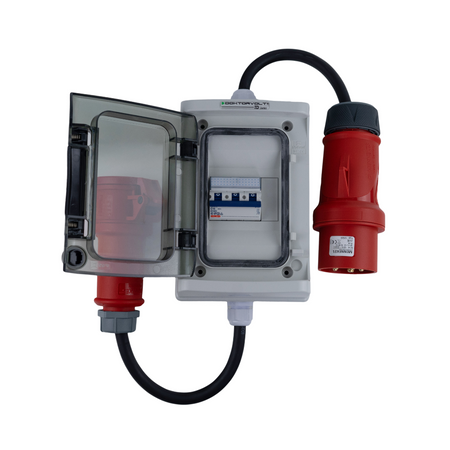 Adapter przejściowy zabezpieczający 32A/5 na 16A/5P 1m C16A DV-2106-AZ-32/16A