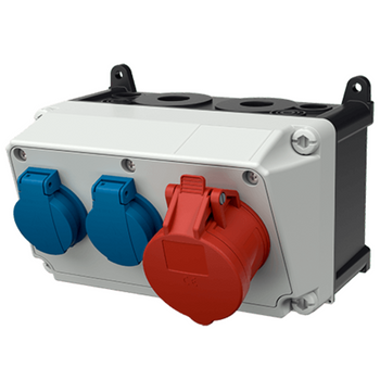 Rozdzielnica budowlana AMAXX 16A 400V 2x230V Schuko IP44 bez zabezpieczeń Mennekes 910007