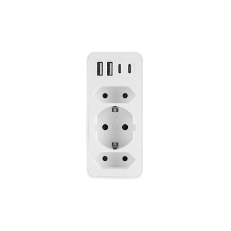 Rozgałęźnik elektryczny z 4xUSB i trzema gniazdami 230V 3680W W-72029