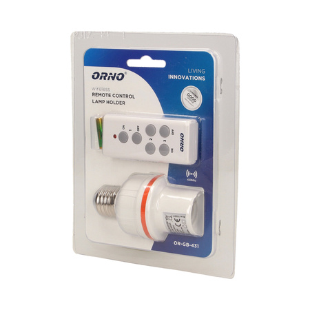 Bezprzewodowe gniazdo żarówki sterowane pilotem. gwint E27 OR-GB-431