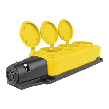 Listwa zasilająca 3 gniazda 16A 230V bez kabla żółta Schuko 3101-308-0700