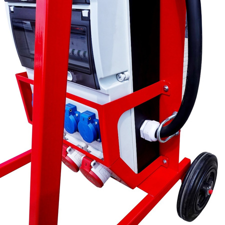 Rozdzielnica budowlana na stojaku z licznikiem zużycia energii eXT S/FI SET przenośna z gniazdami 2x16A 32A CEE MENNEKES 4x230V Schuko rozdzielnia elektryczna na budowę skrzynka elektryczna z zabezpieczeniem Doktorvolt DV-6177-D