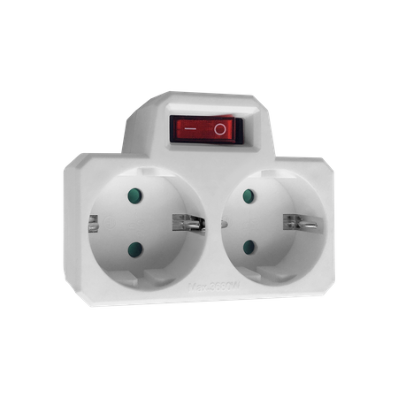 Rozgałęźnik 2x2P+Z (Schuko) z włącznikiem biały OR-AE-13187(GS)