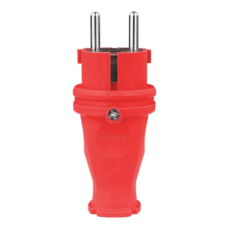 Wtyczka gumowa prosta 16A 230V czerowna Schuko 5092