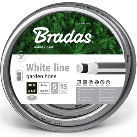 Wąż ogrodowy 1/2" 30m WHITE LINE 5 warstw BRADAS WWL1/230