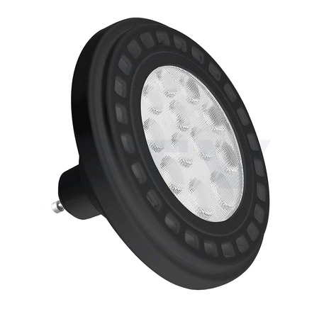 Żarówka LED 12W ES111 GU10 950lm biała ciepła z diodami power z czarnym aluminiowym radiatorem i przeźroczystą szybką GTV LD-ES11100-30