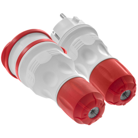 Zestaw przyłączeniowy z wtyczką WT-54 i gniazdem GN-44 250V Schuko szaro-czerwony W-98863