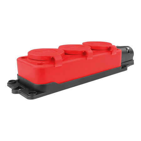 Listwa zasilająca 3 gniazda 16A 230V bez kabla czerwona Schuko 3101-308-1600
