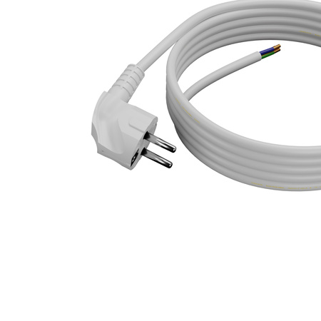 Przewód przyłączeniowy 3m z wtyczką kątową Uni-Schuko 250V 16A 3x1,5 mm² OMY PP-50 biały W-97181
