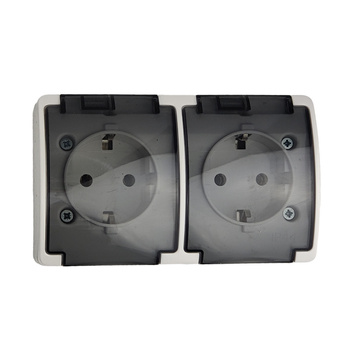 Gniazdo podwójne SCHUKO natynkowe ViPlast Koala IP44 białe 182‑51 VG-2 182-51