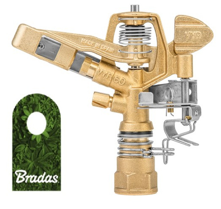 Mosiężny zraszacz pulsacyjny obrotowy regulowany sektorowy 360° GW3/4" 35m GKV604424SGW