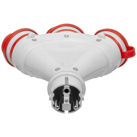Rozgałęźnik przenośny szaro-czerwony R-X3/44S IP44 3×2P+Z 16A 250V Schuko W-01159