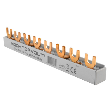 Szyna łączeniowa grzebieniowa 3-fazowa 8-modułowa 12mm2 80A DV-6701-PSG