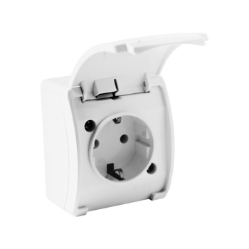 Gniazdo pojedyncze schuko natynkowe IP44 biały 181-01-DRV