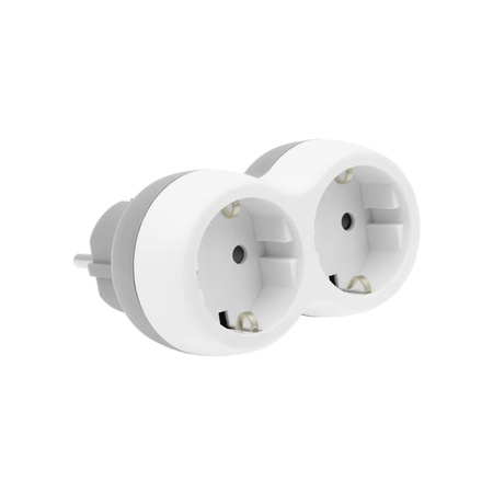 Rozgałęźnik wtyczkowy 2x gniazdo 230V Schuko z uziemieniem szaro-biały W-72004