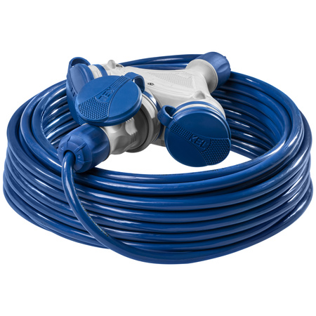 Przedłużacz trójdrożny 25m 250V 16A Schuko 3×2P+Z H07BQ-F 3×1,5 mm² IP44 W-01201