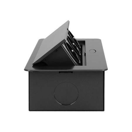 Gniazdo meblowe wpuszczane w blat z płaskim. frezowanym rantem. 3x2P+Z. grafit OR-AE-1336/GR