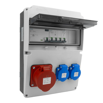 Rozdzielnica budowlana CEE 16A 400V 2x230V Schuko z zabezpieczeniami VDE SIEMENS DV-5534-D