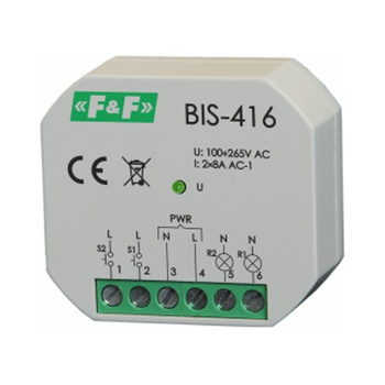 Przekaźnik bistab impuls włącz-wyłącz 2kanał. 265V 2xmax8A 2xNO F&F BIS-416
