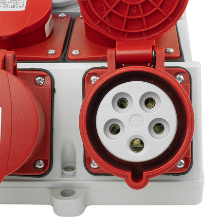 Rozdzielnica budowlana 3x16A 2x32A CEE 4x230V z uchwytem i wtyczką tablicową Doktorvolt TR-S/FI DV-5053-D