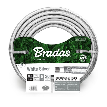 Wąż ogrodowy 1/2" 20m NTS WHITE SILVER BRADAS WWS1/220