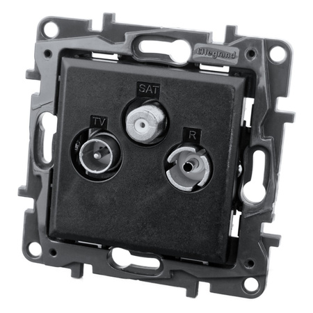 Gniazdo TV-R-SAT przelotowe czarne 14 dB Niloe Step 863578