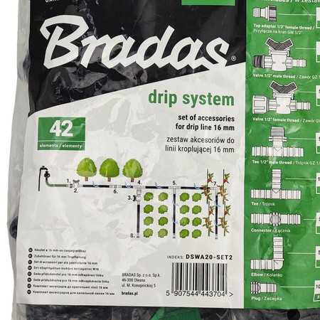 Akcesoria do linii kroplującej BRADAS 16mm DRIP SYSTEM DSWA20-SET2