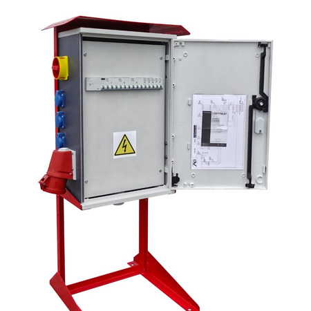 Rozdzielnica budowlana na stojaku OS-S/FI SET 2x32A 1x16A 8x230V gniazda Mennekes zabezpieczenia SIEMENS Doktorvolt DV-6894-D