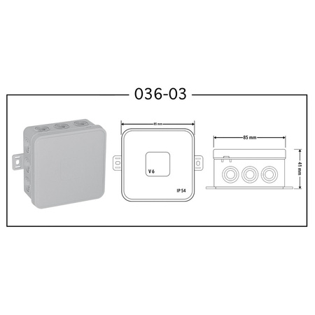 Puszka V6 n/t 12-wlotowa klik z osłabieniami popiel 400V 036-03