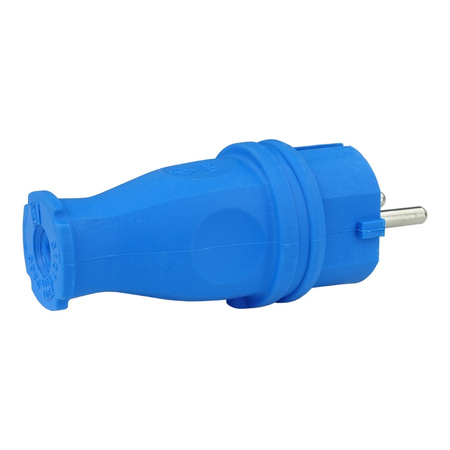 Wtyczka gumowa prosta 16A 230V niebieska Schuko 3101-301-0900