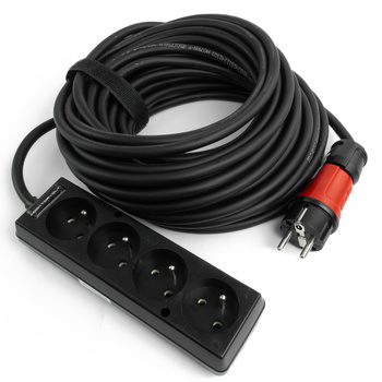 Przedłużacz elektryczny 4-krotny 15m listwa zasilająca 4 gniazda 3x1,5mm2 czarny Doktorvolt DV-4940-F-230