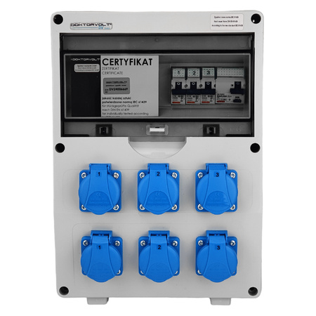 Rozdzielnica budowlana 6x230V DV-S/FI Schuko Doktorvolt 1769