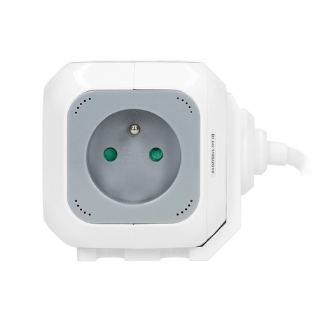 Przedłużacz 4 krotny 2P+Z. ładowarka 2xUSB. 1.4m H05VV-F 3x1mm2. szaro-biały OR-AE-13144