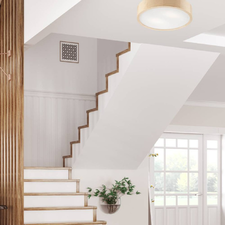 Lampa sufitowa plafon drewniany sosnowy LED 2-punktowy okrągły 38 cm LD-PD-6.2 SOSNA