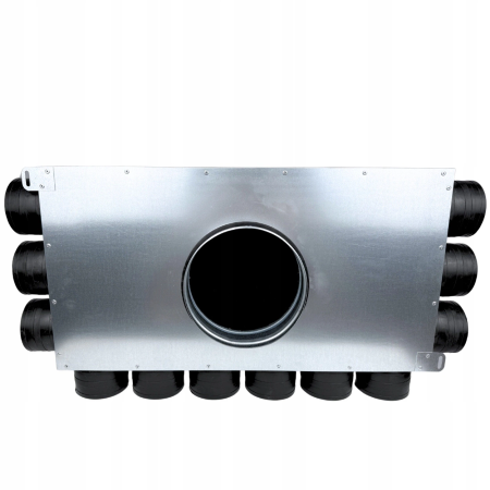 Skrzynka rozdzielcza rozdzielacz rurowy wentylacyjny fi 160 12x75 mm płaski E-KRR-12x75/160-OC