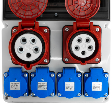 Rozdzielnica budowlana JUN 32A/16A/4x230V z zabezpieczeniami IP54 gniazda DOKTORVOLT® DV-6856-F