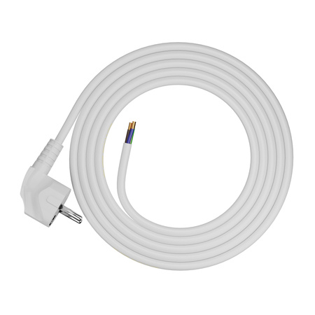 Przewód przyłączeniowy 2m z wtyczką kątową Uni-Schuko 250V 16A 3x1,5 mm² OMY PP-50 biały W-97179